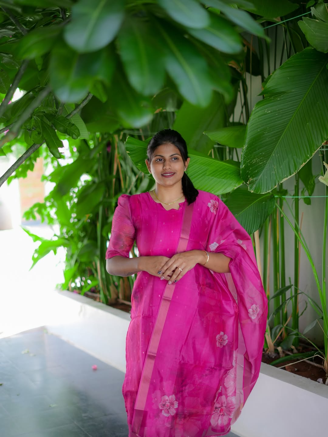 Magenta Magic Tabby Silk Kurti & Dupatta Set