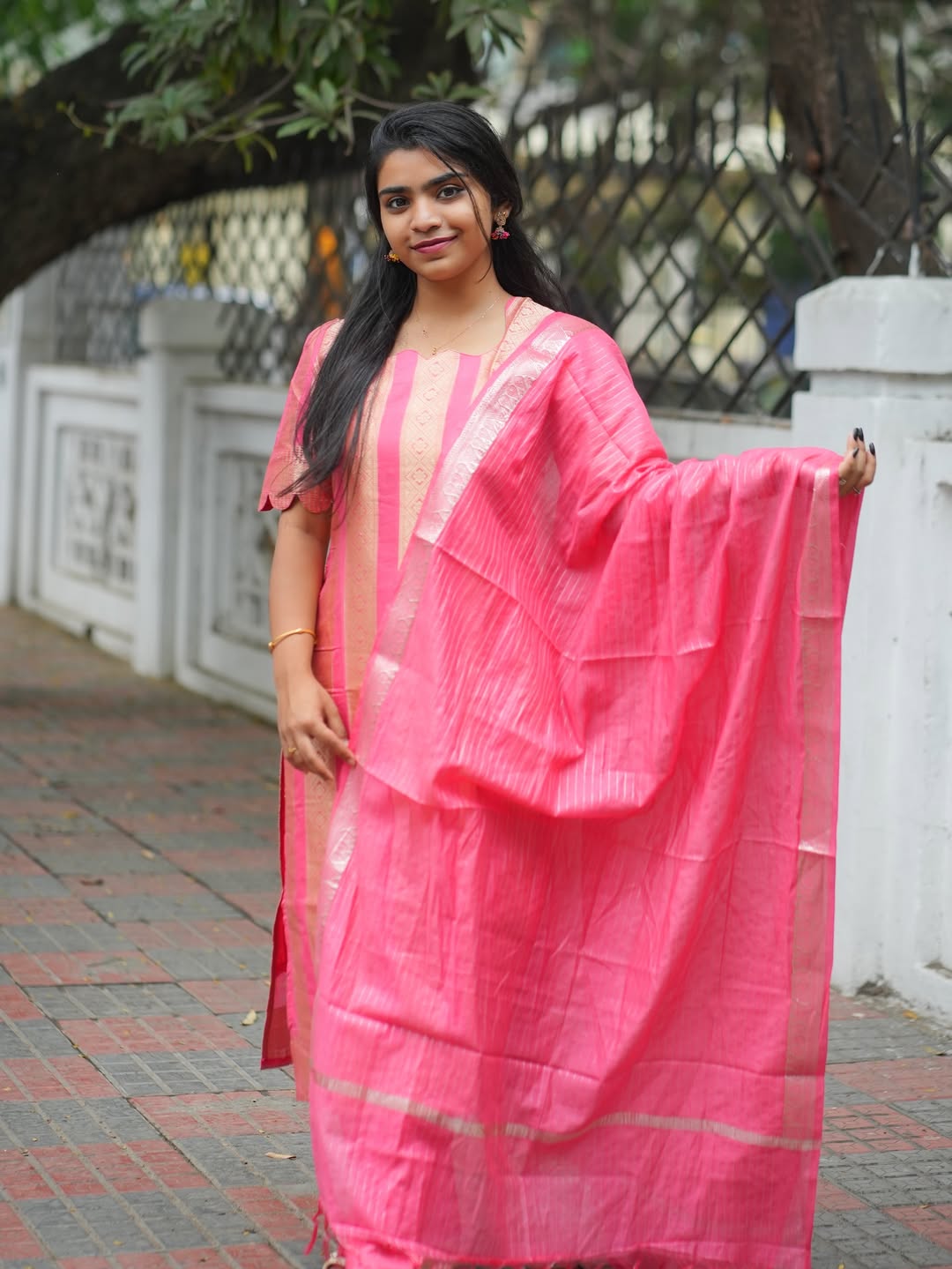 Peach Burst – Banarasi Katan Silk 3-Piece Set