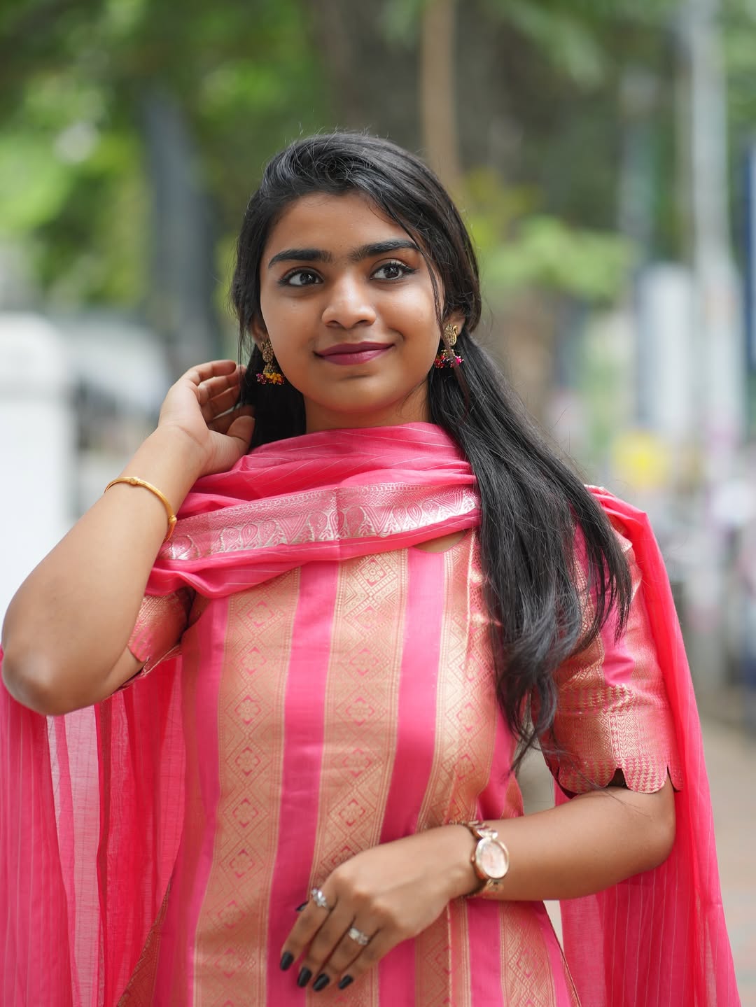 Peach Burst – Banarasi Katan Silk 3-Piece Set