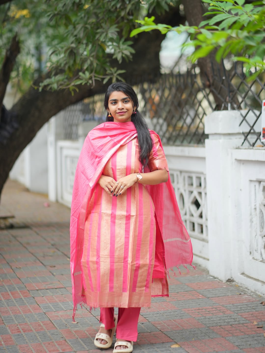 Peach Burst – Banarasi Katan Silk 3-Piece Set