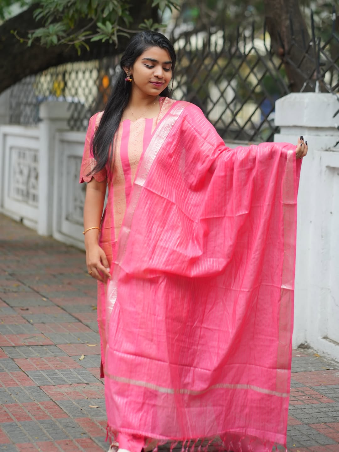 Peach Burst – Banarasi Katan Silk 3-Piece Set