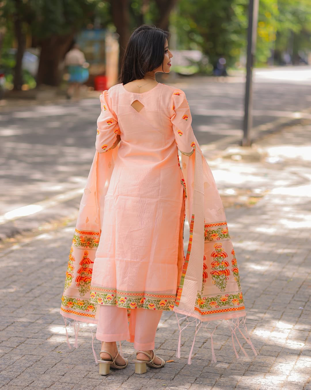 Peachy Ethnic Banarasi Silk Kurti