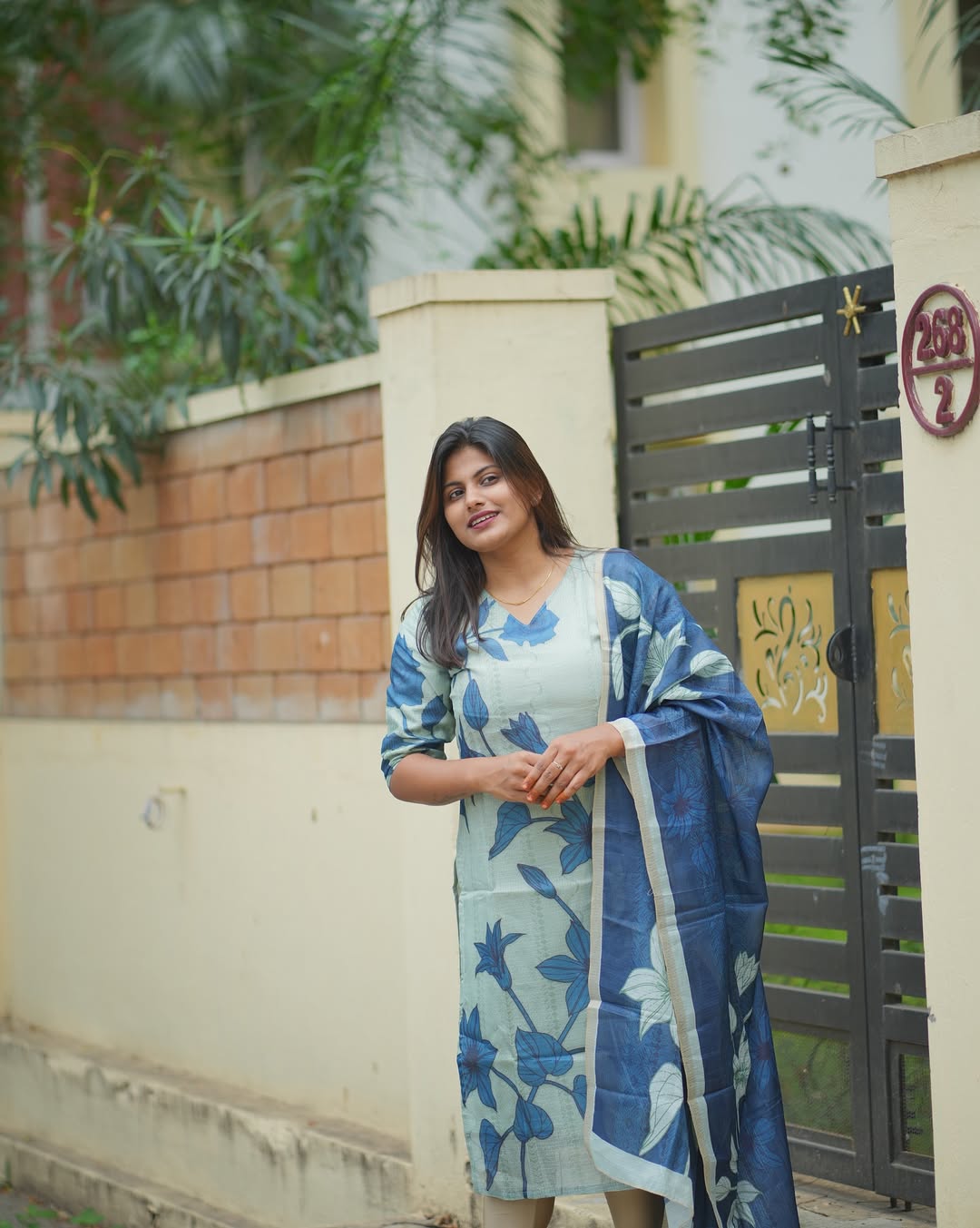 Teal Princess Kota Cotton Kurti & Dupatta Set