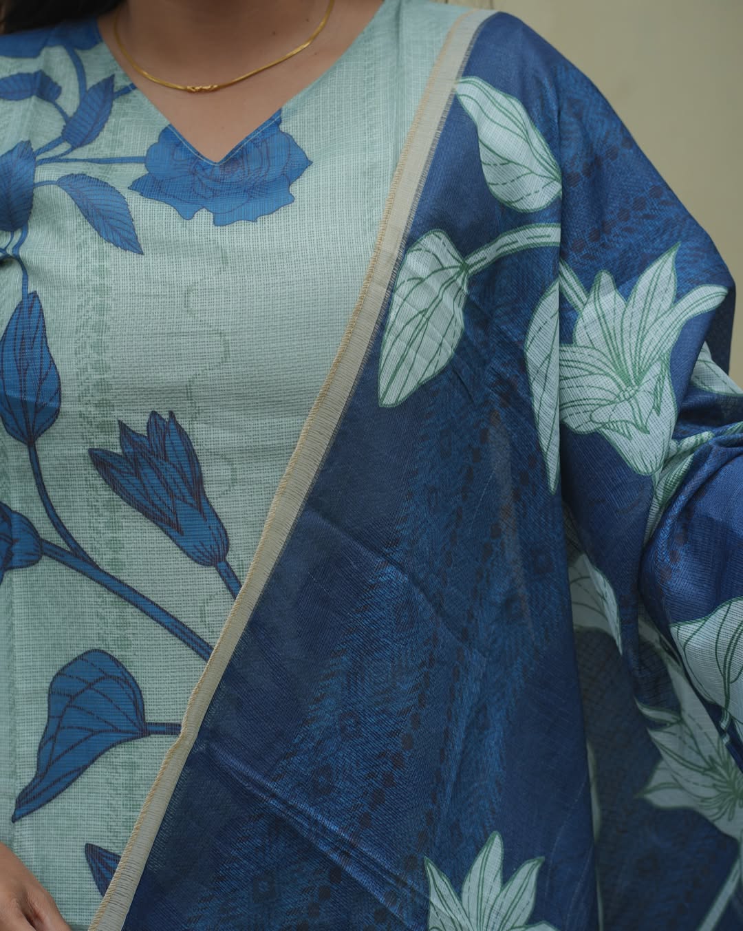 Teal Princess Kota Cotton Kurti & Dupatta Set