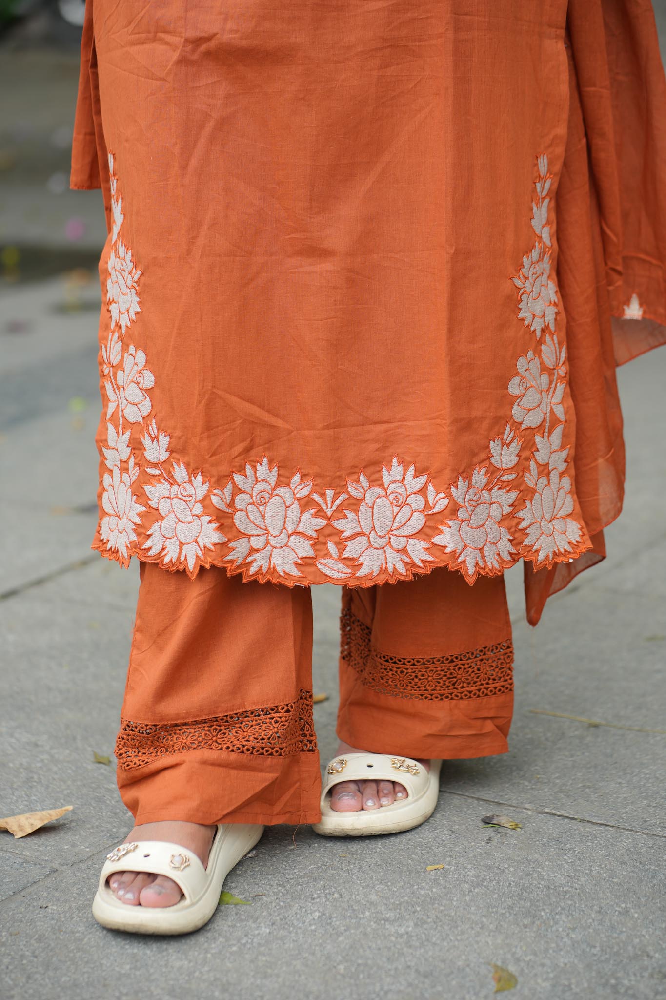 Rustic Charm Cotton Kurti Pant Dupatta Set – Fully Embroidered Ethnic Wear