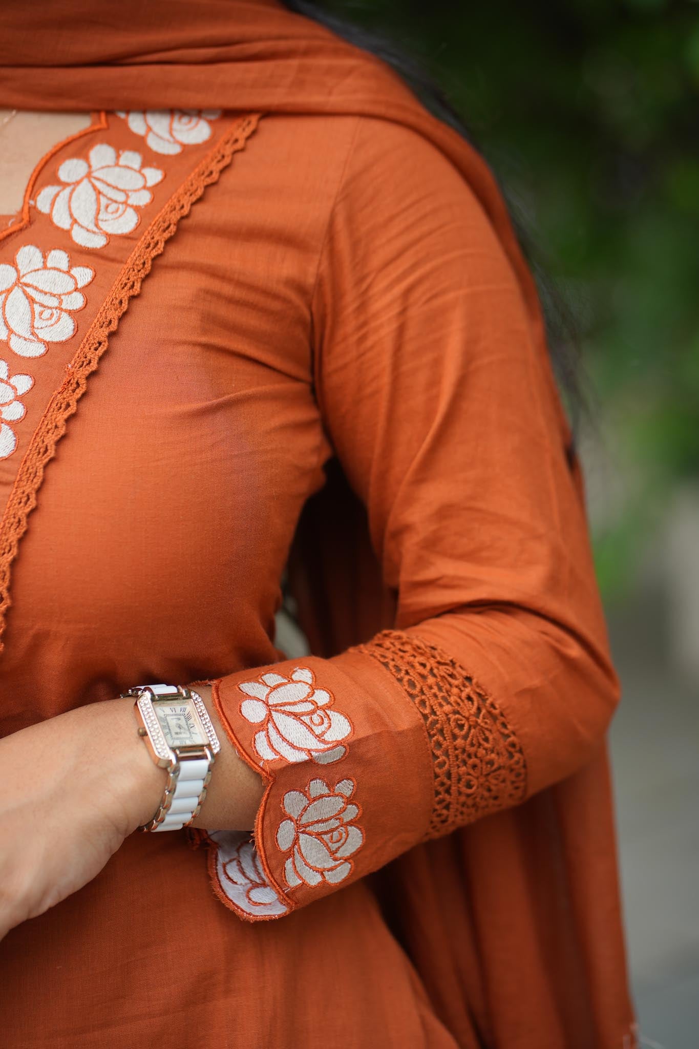 Rustic Charm Cotton Kurti Pant Dupatta Set – Fully Embroidered Ethnic Wear