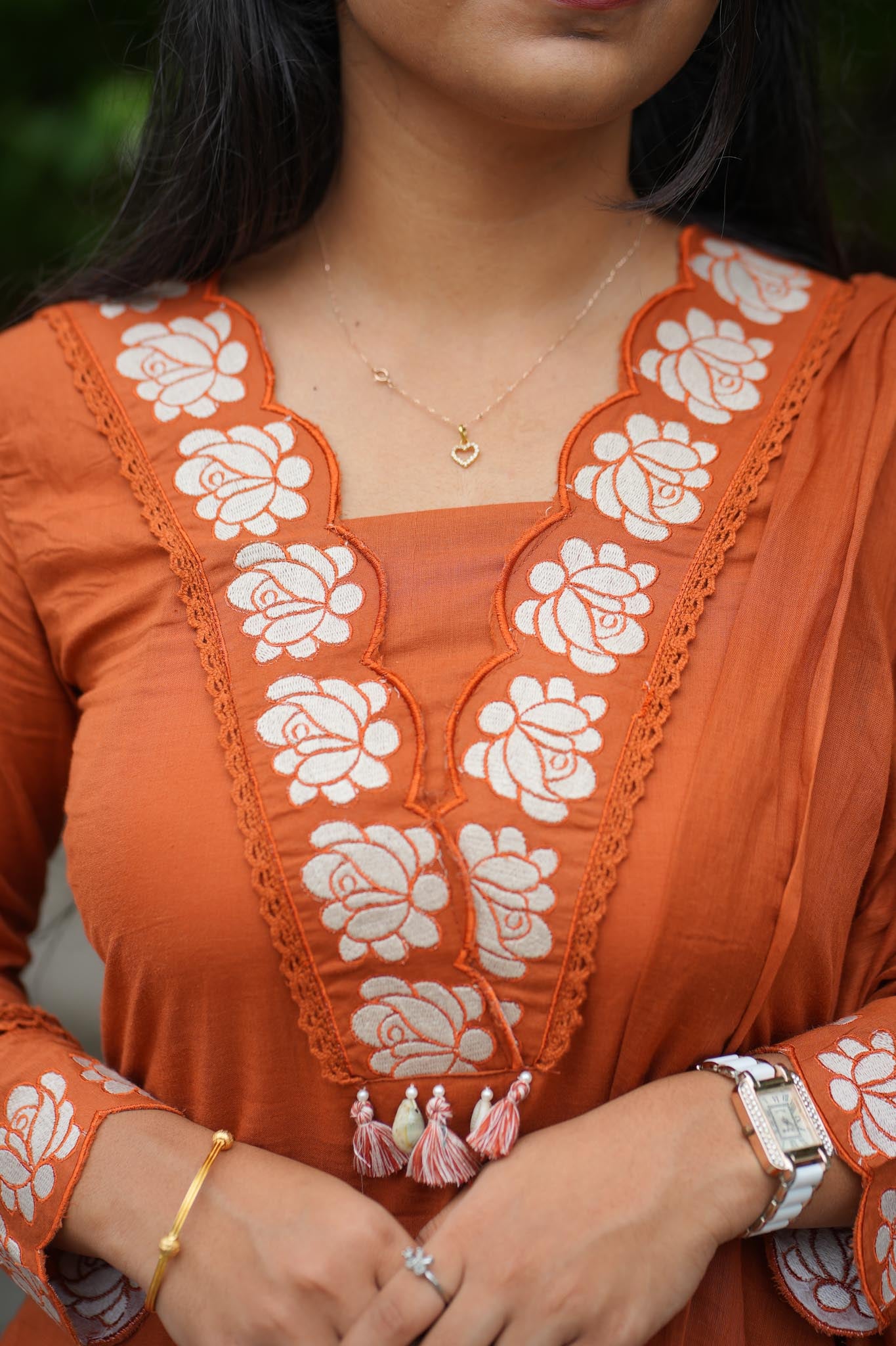 Rustic Charm Cotton Kurti Pant Dupatta Set – Fully Embroidered Ethnic Wear