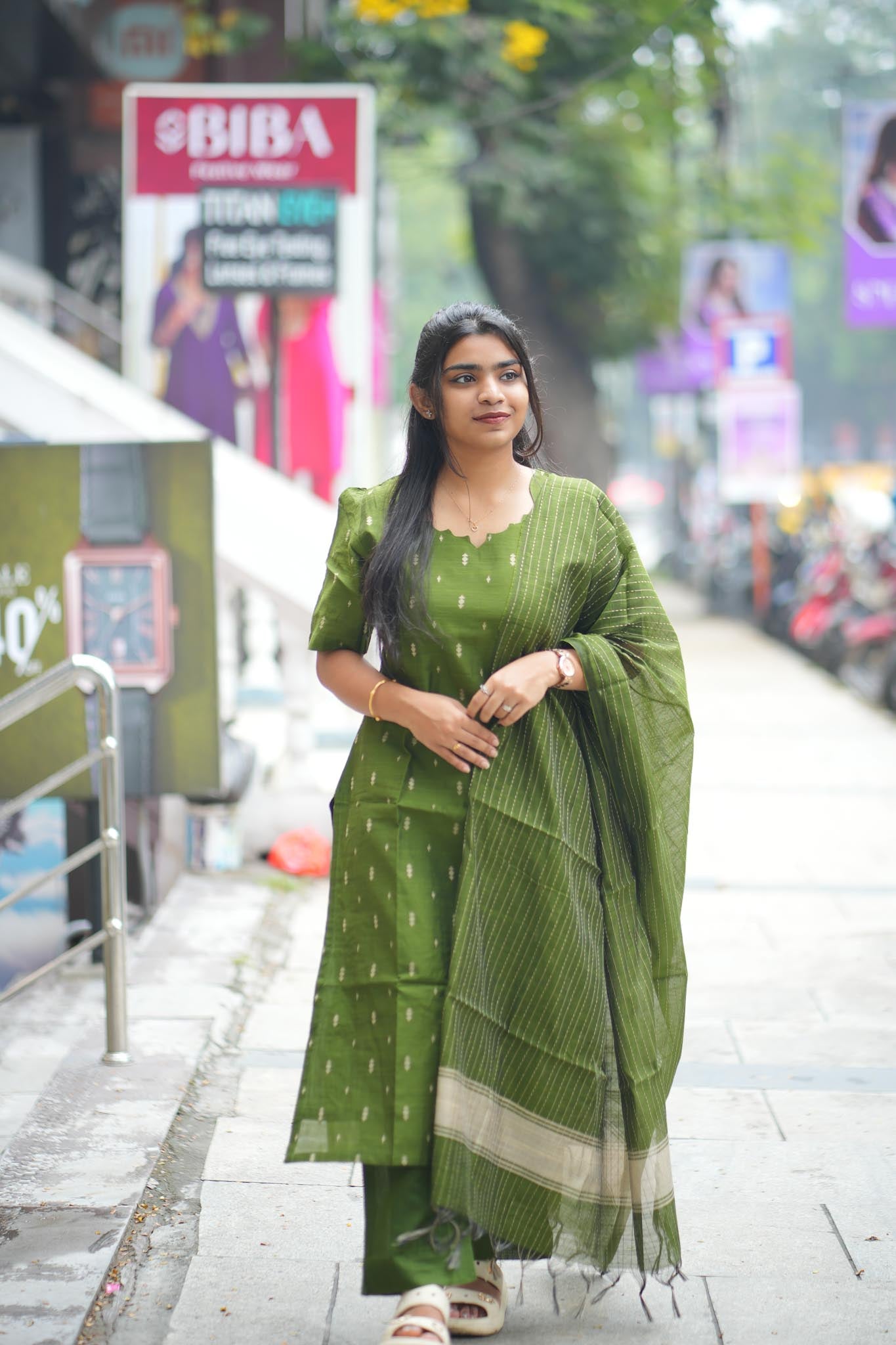 Olive Luxury Raw Silk Kurti Pant Dupatta Set – Minimal & Elegant