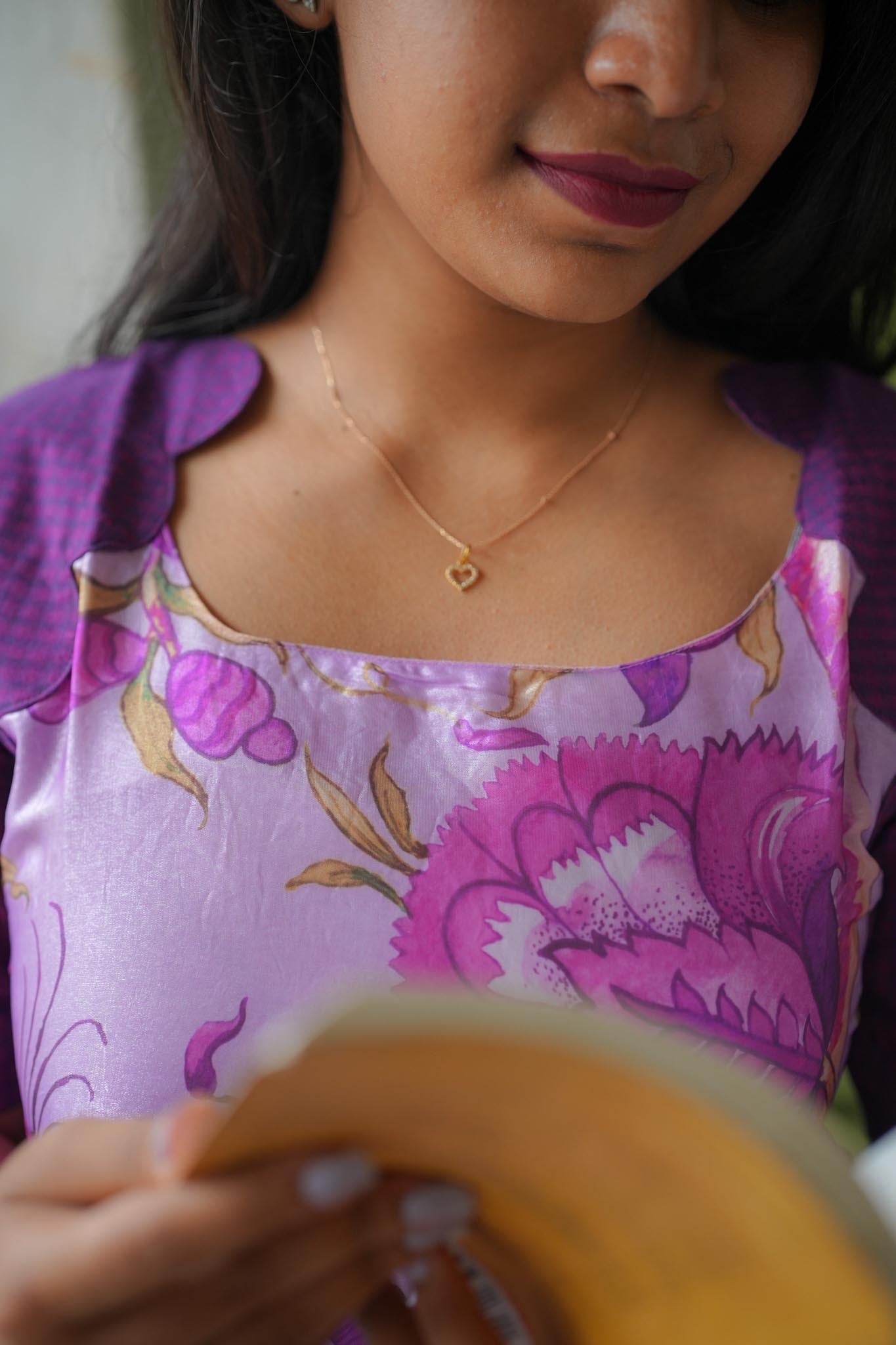 Lilac & Purple Kurti Pant Set – Silk Top with Handloom Cotton Pant