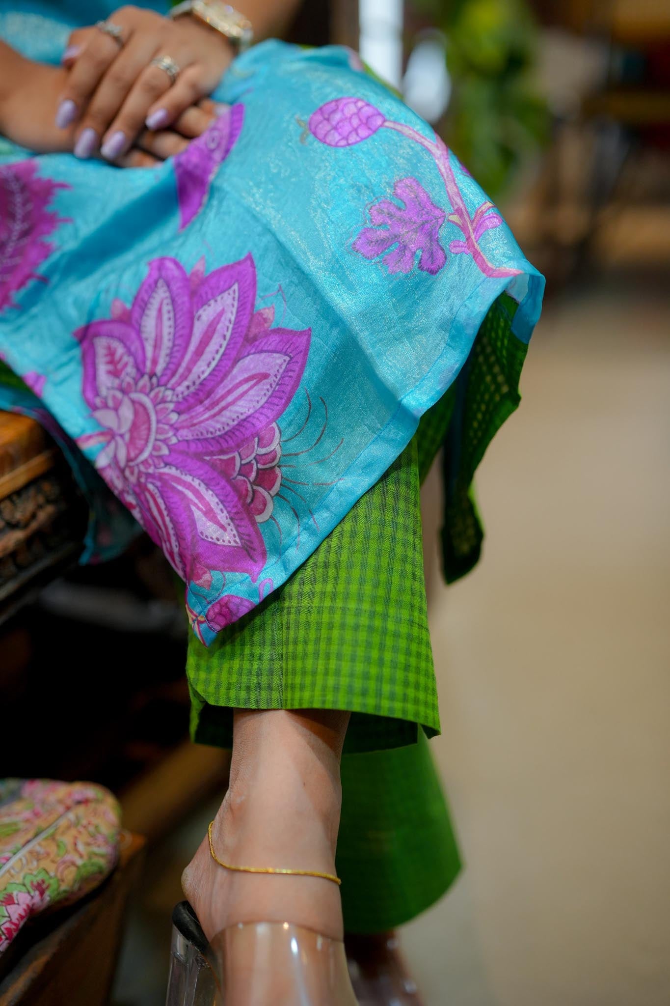 Neela Nila Emerald-Teal Kurti Pant Co-Ord Set | Minimal Luxury Prints