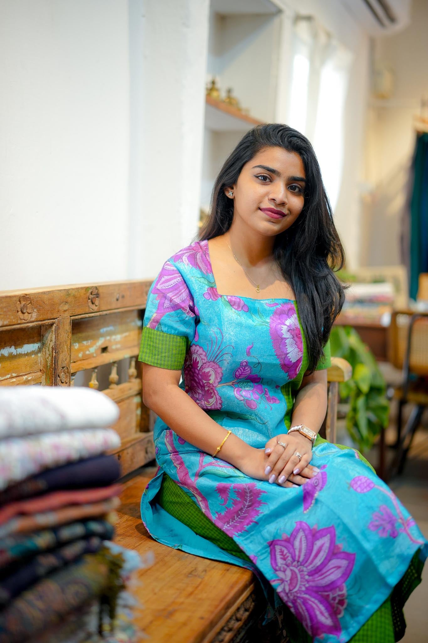 Neela Nila Emerald-Teal Kurti Pant Co-Ord Set | Minimal Luxury Prints