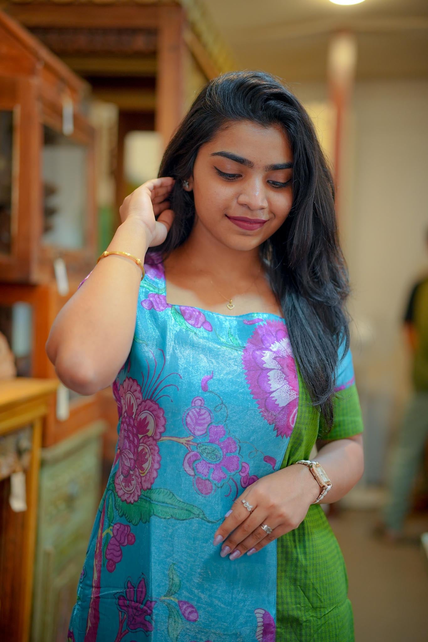 Neela Nila Emerald-Teal Kurti Pant Co-Ord Set | Minimal Luxury Prints