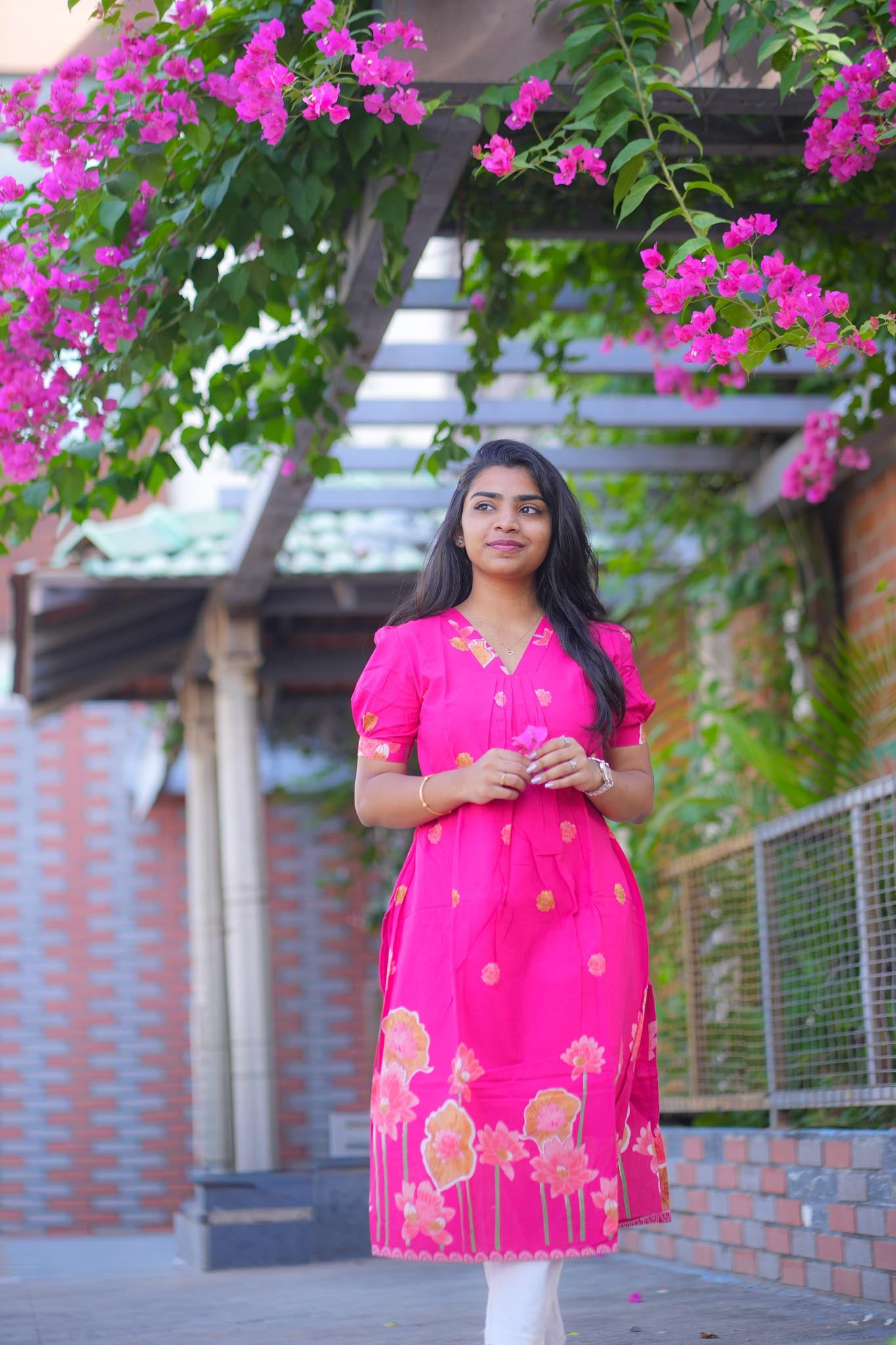 Pretty in Pink Cotton Dress – Floral Printed Everyday Wear