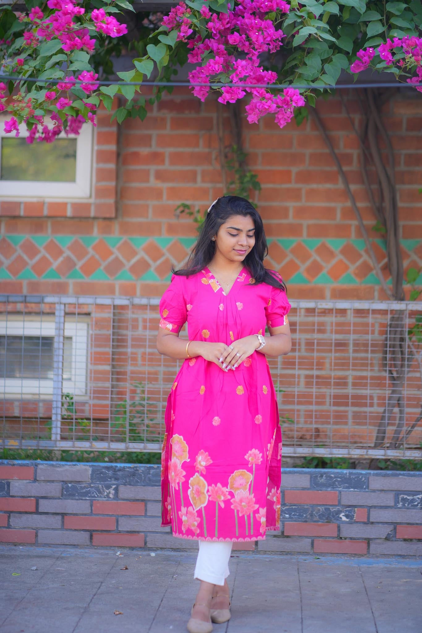 Pretty in Pink Cotton Dress – Floral Printed Everyday Wear