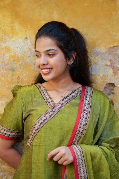 Ragini Narayanpet Cotton Suit Set – Angrakha Anarkali Elegance