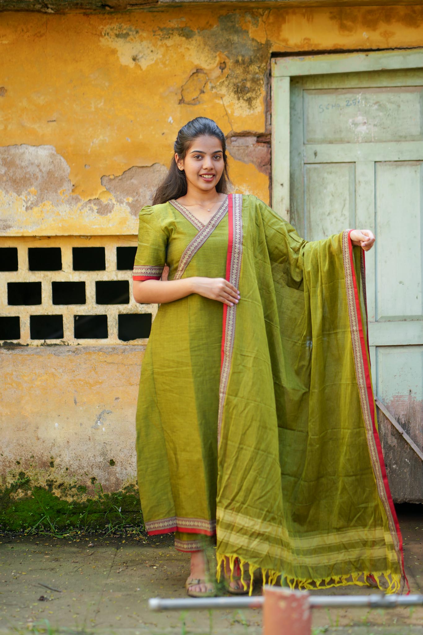 Ragini Narayanpet Cotton Suit Set – Angrakha Anarkali Elegance