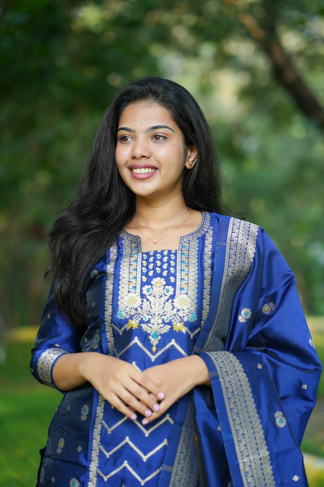 INK Banarasi Suit Set – Royal Blue & Gold Zari Elegance