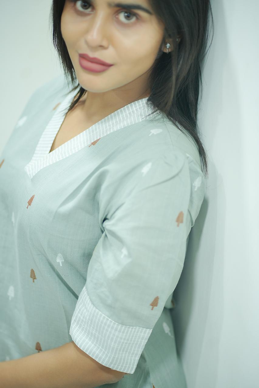 Grey Glam Handloom Set - Ethnic & Modern Everyday Wear